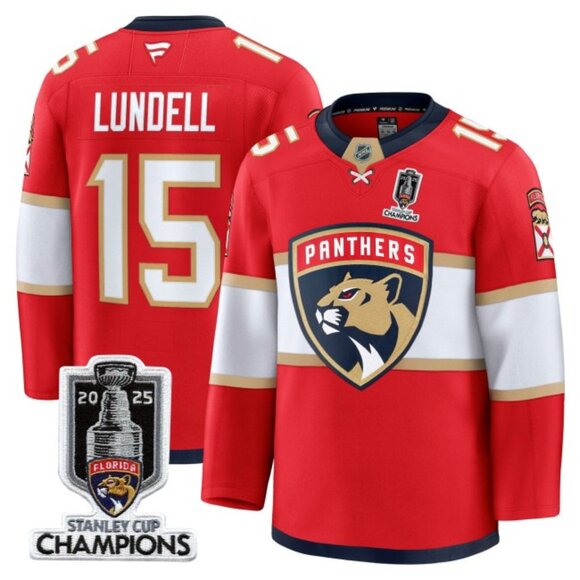 Mens Anton Lundell 2025CH Jersey Red Stitched